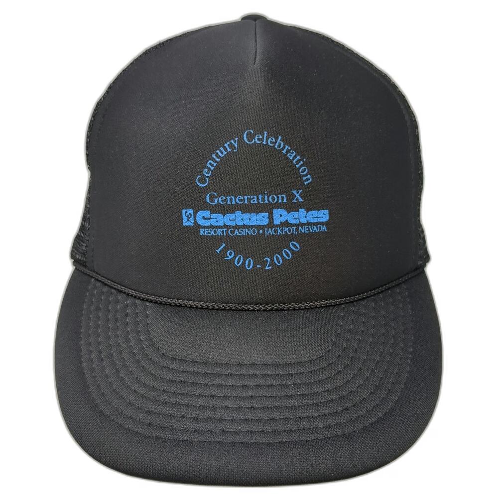 Otto Trucker Hat Black Blue One Size Cactus Petes Casino Mesh Anniversary